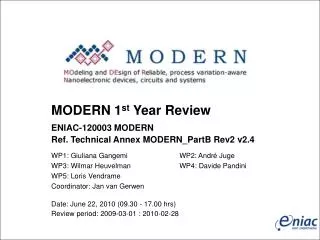 MODERN 1 st Year Review ENIAC-120003 MODERN Ref. Technical Annex MODERN_PartB Rev2 v2.4