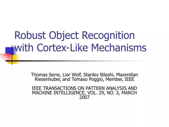 robust object recognition with cortex like mechanisms