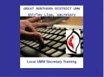 GREAT NORTHERN DISTRICT UMW Shirley Lipa, Secretary - slide 1