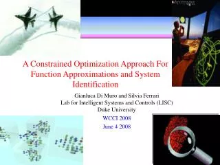 A Constrained Optimization Approach For Function Approximations and System Identification