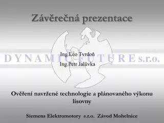 ov en navr en technologie a pl novan ho v konu lisovny siemens elektromotory s r o z vod mohelnice