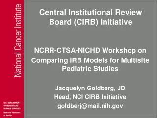 Central Institutional Review Board (CIRB) Initiative