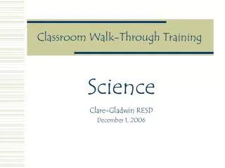 Classroom Walk-Through Training