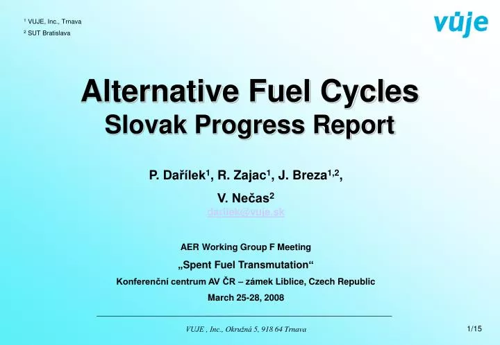 alternative fuel cycles slovak progress report