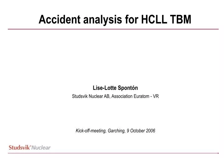 accident analysis for hcll tbm
