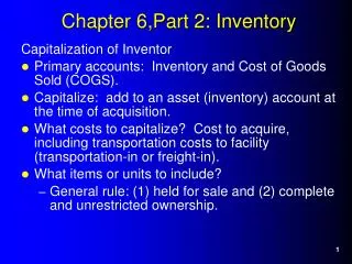 Chapter 6,Part 2: Inventory