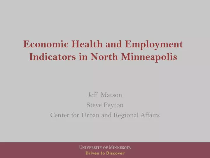 economic health and employment indicators in north minneapolis
