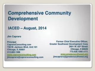 Comprehensive Community Development IACED – August, 2014