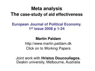 Martin Paldam martin.paldam.dk Click on to Working Papers