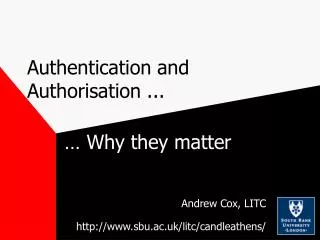 Authentication and Authorisation ...