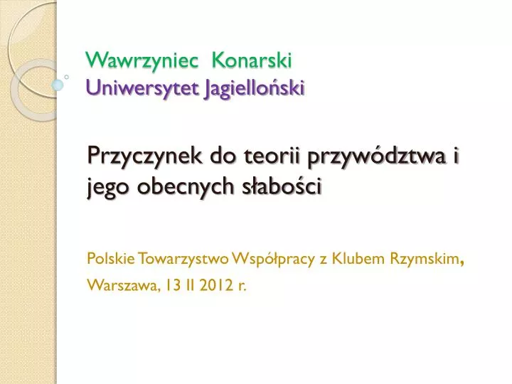 wawrzyniec konarski uniwersytet jagiello ski