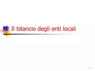 il bilancio degli enti locali