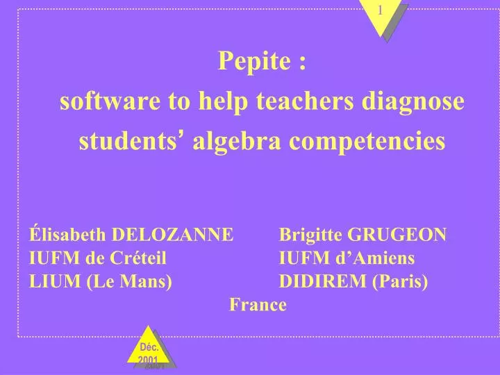 pepite software to help teachers diagnose students algebra competencies