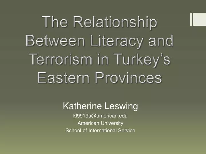 the relationship between literacy and terrorism in turkey s eastern provinces
