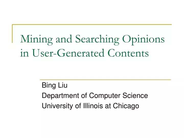 mining and searching opinions in user generated contents