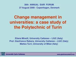 Change management in universities: a case study of the Polytechnic of Turin