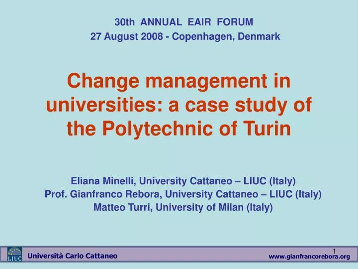 change management in universities a case study of the polytechnic of turin