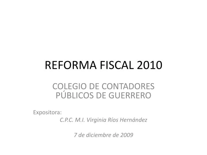 reforma fiscal 2010