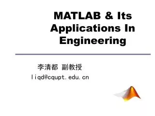 MATLAB &amp; Its Applications In Engineering
