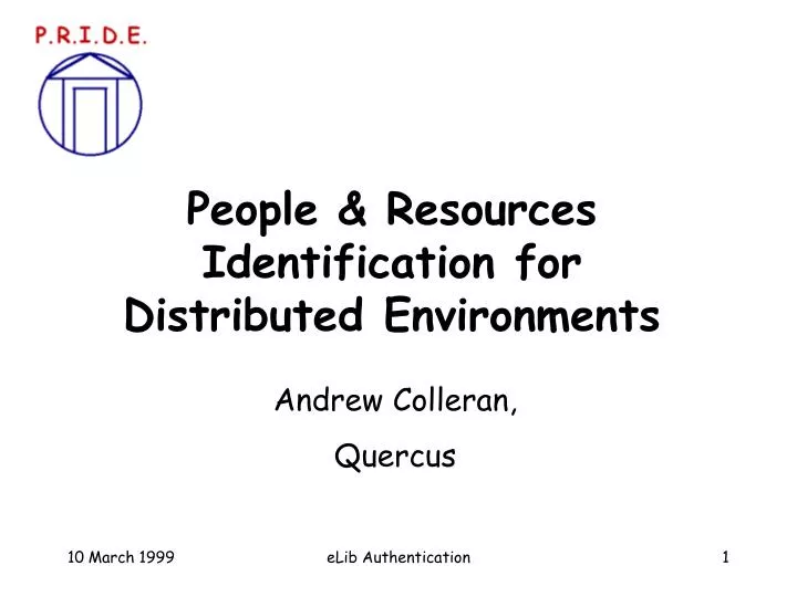 people resources identification for distributed environments