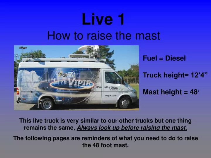 live 1 how to raise the mast