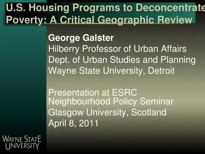 u s housing programs to deconcentrate poverty a critical geographic review