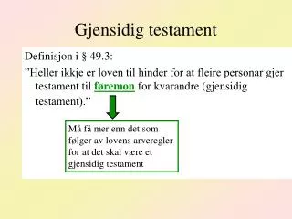 gjensidig testament