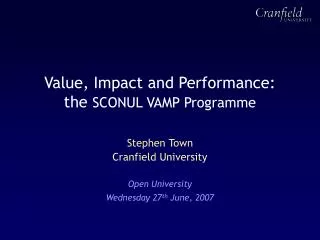 Value, Impact and Performance: the SCONUL VAMP Programme