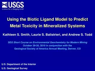 Using the Biotic Ligand Model to Predict Metal Toxicity in Mineralized Systems
