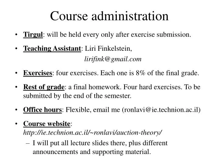 course administration