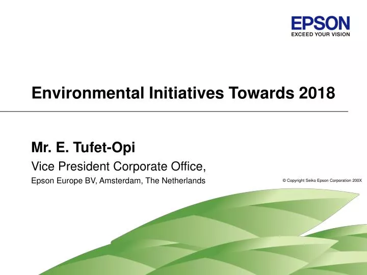 environmental initiatives towards 2018