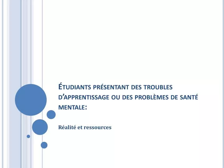 tudiants pr sentant des troubles d apprentissage ou des probl mes de sant mentale