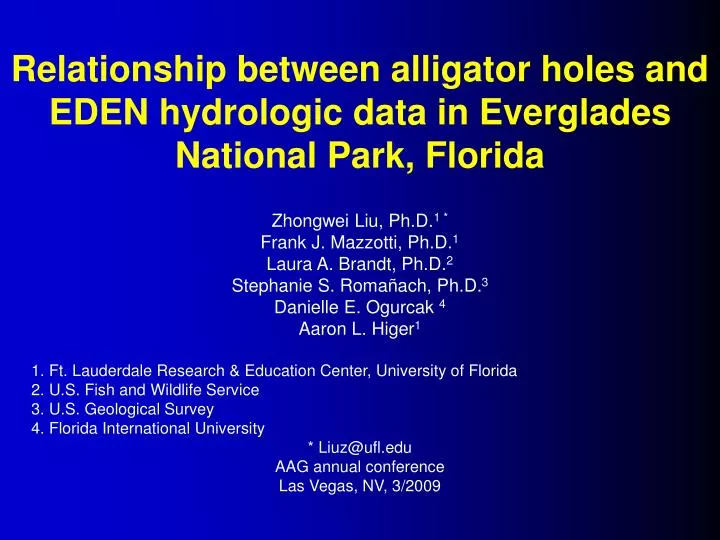 relationship between alligator holes and eden hydrologic data in everglades national park florida