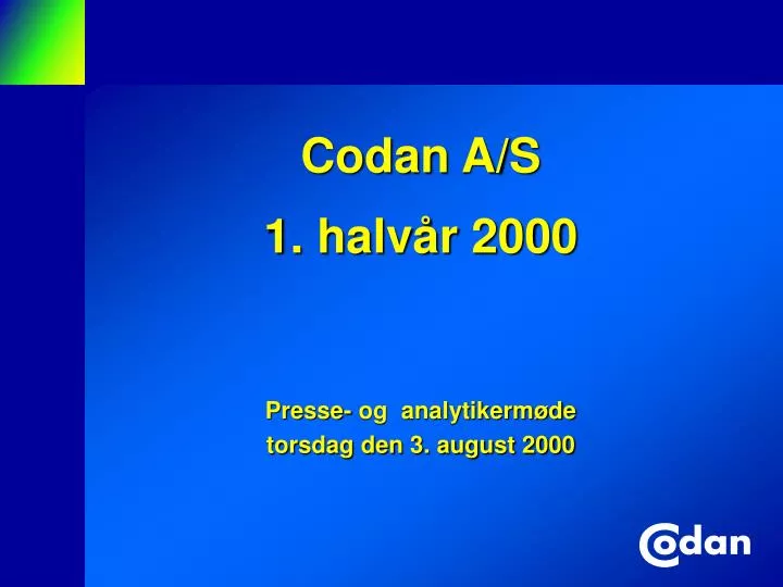 codan a s 1 halv r 2000