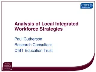 Analysis of Local Integrated Workforce Strategies