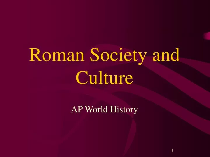 roman society and culture