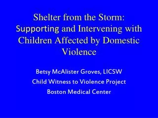 Shelter from the Storm: Supporting and Intervening with Children Affected by Domestic Violence