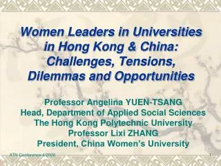 Professor Angelina YUEN-TSANG Head, Department of Applied Social Sciences