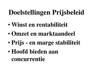 doelstellingen prijsbeleid