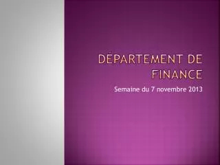 d partement de finance