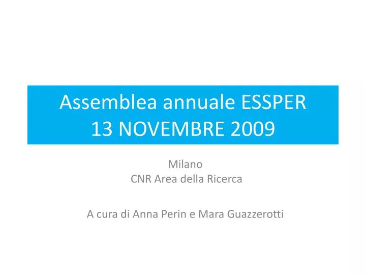 assemblea annuale essper 13 novembre 2009