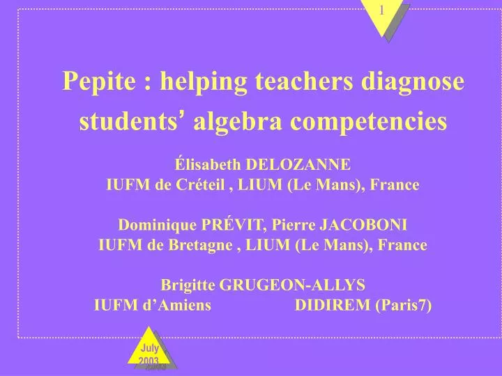 pepite helping teachers diagnose students algebra competencies