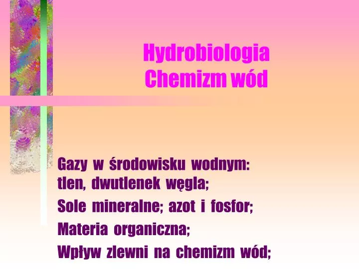 hydrobiologia chemizm w d