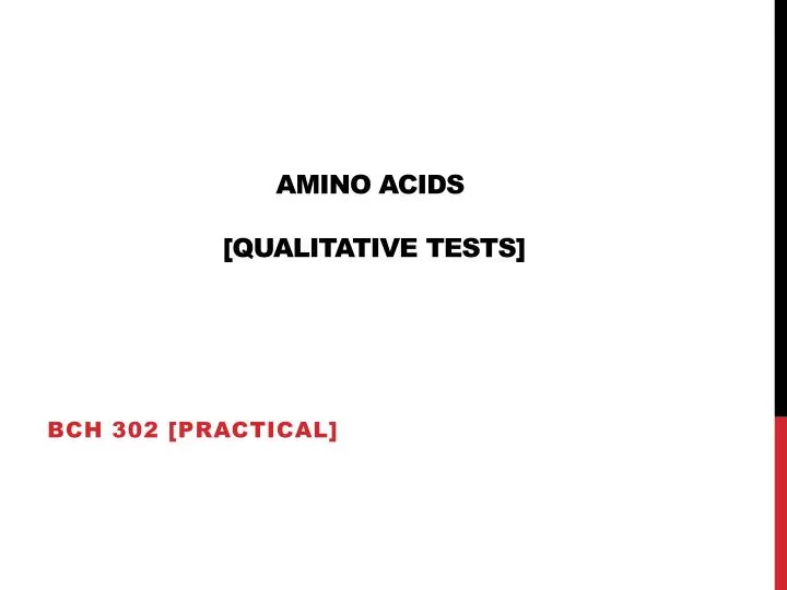 amino acids qualitative tests