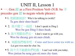UNIT II, Lesson 1