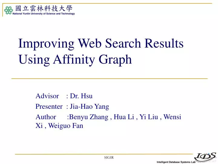 improving web search results using affinity graph