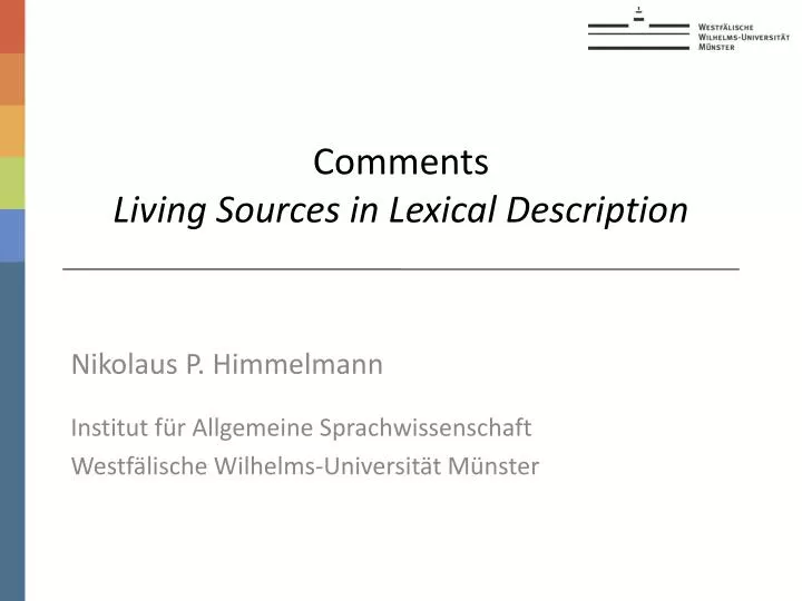 comments living sources in lexical description