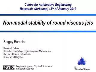 Sergey Boronin Research Fellow School of Computing, Engineering and Mathematics