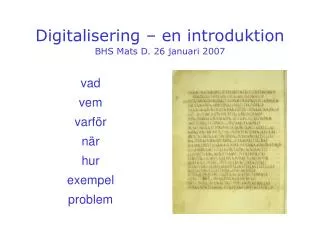 digitalisering en introduktion bhs mats d 26 januari 2007