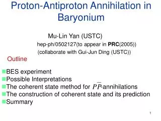 proton antiproton annihilation in baryonium